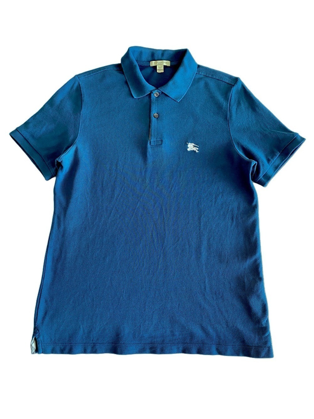 Burberry Brit Mens M Blue Short Sleeve Polo Shirt Nova Check Trim